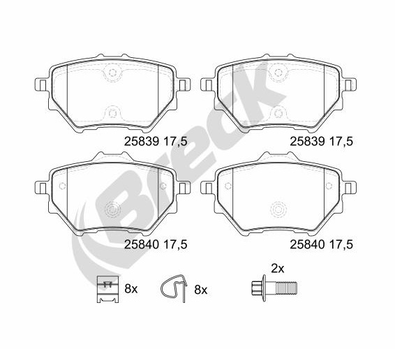 Brake Pad Set, disc brake - 25839 00 704 00 BRECK