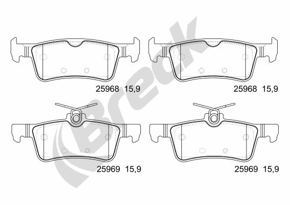 Brake Pad Set, disc brake - 25968 00 704 00 BRECK