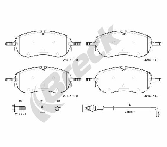 Brake Pad Set, disc brake - 26407 00 651 00 BRECK