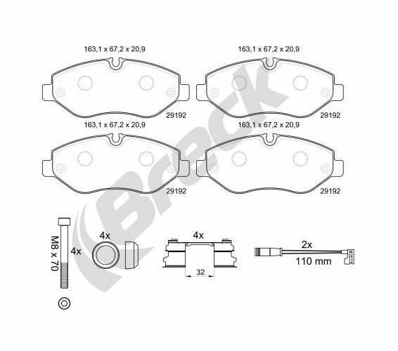 Brake Pad Set, disc brake - 29192 00 703 00 BRECK