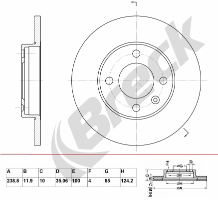 Brake Disc - BR 011 SA100 BRECK