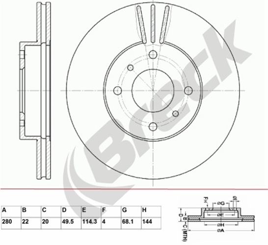 Brake Disc - BR 329 VA100 BRECK