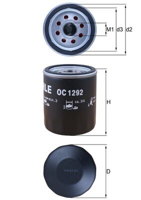 alyvos filtras - OC 1292 MAHLE