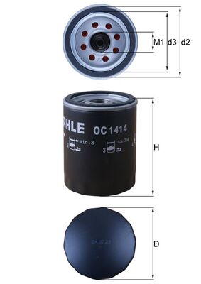 alyvos filtras - OC 1414 MAHLE