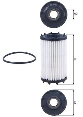 alyvos filtras - OX 1184D MAHLE