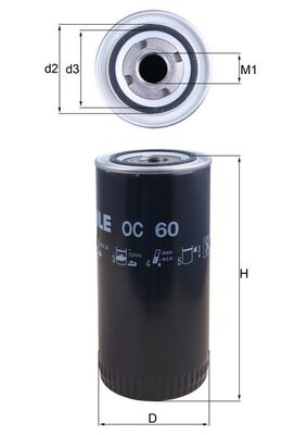 alyvos filtras - OC 60 MAHLE