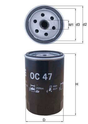 Oil Filter - OC 47 MAHLE
