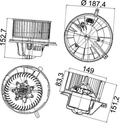 Interior Blower - AB 148 000P MAHLE
