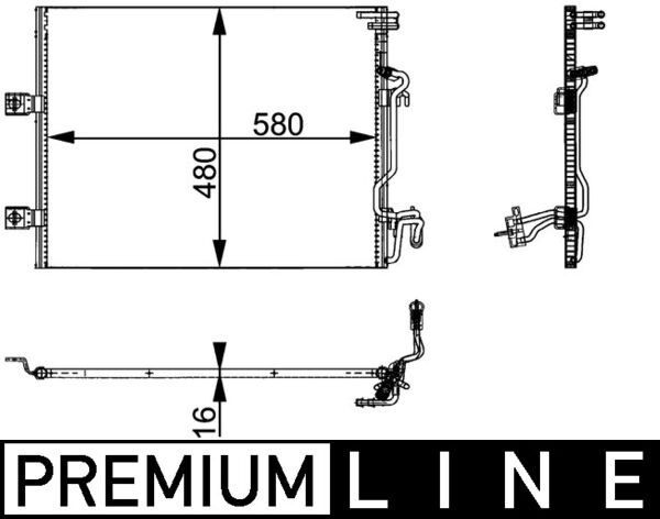 Condenser, air conditioning - AC 364 000P MAHLE