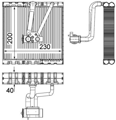 Evaporator, air conditioning - AE 93 000P MAHLE