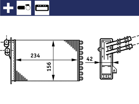 Scambiatore calore, Riscaldamento abitacolo - AH 72 000S MAHLE