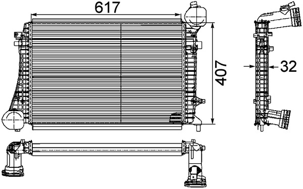 Intercooler, charger - CI 166 000P MAHLE