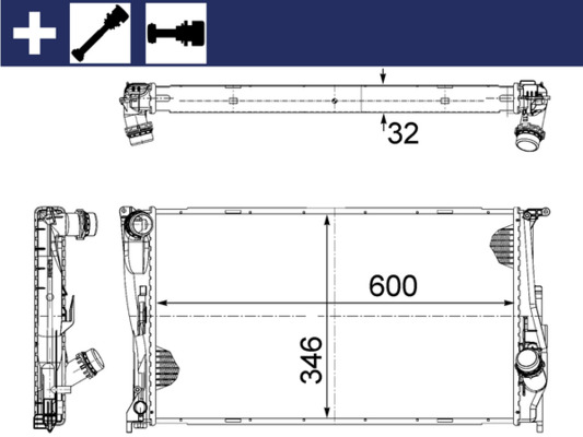 Radiator, engine cooling - CR 1083 000S MAHLE