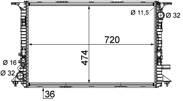 Radiator, engine cooling - CR 1201 000P MAHLE