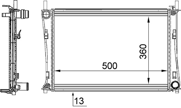 Radiator, engine cooling - CR 1355 000S MAHLE