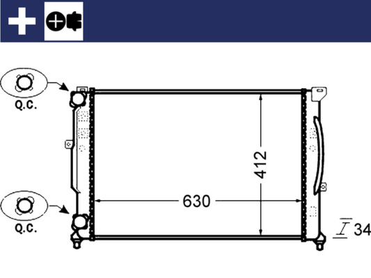Radiator, engine cooling - CR 1423 000S MAHLE