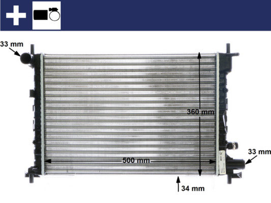 Radiator, engine cooling - CR 381 000S MAHLE