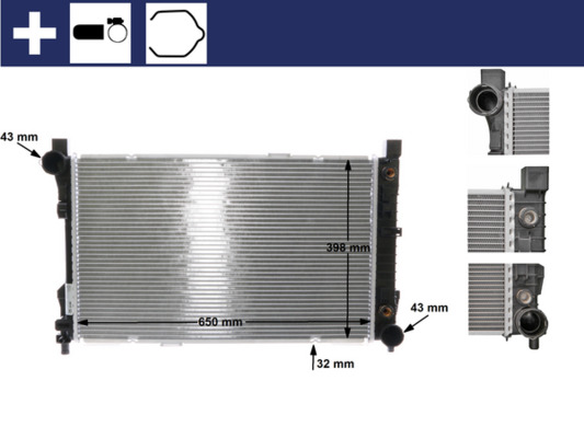 Radiator, engine cooling - CR 387 000S MAHLE