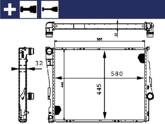 Radiator, engine cooling - CR 455 000S MAHLE