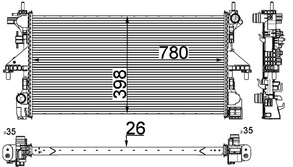 Kühler, Motorkühlung - CR 808 000P MAHLE
