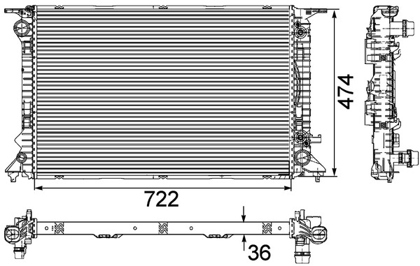 Radiator, engine cooling - CR 912 000P MAHLE