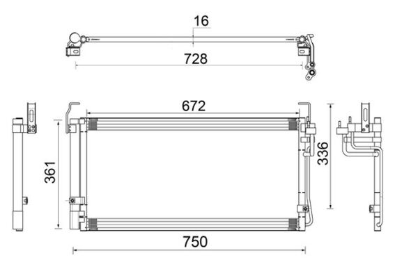 Condenser, air conditioning - AC 265 000S MAHLE