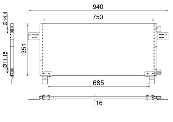 Condenser, air conditioning - AC 282 000S MAHLE