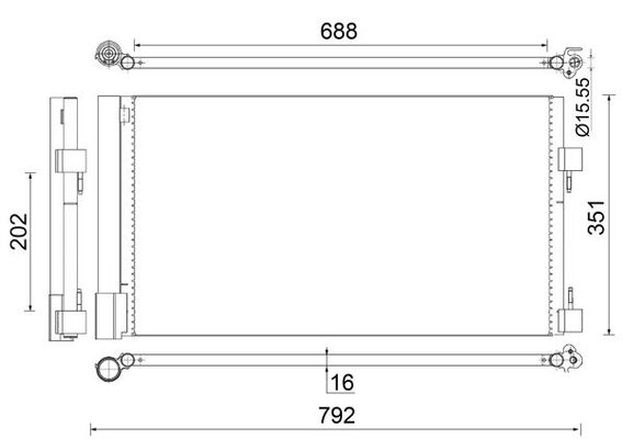 Condenser, air conditioning - AC 486 000S MAHLE