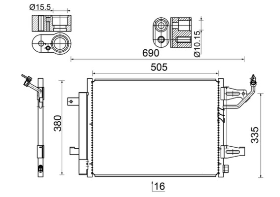 Condenser, air conditioning - AC 509 000S MAHLE