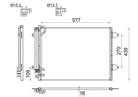 Condenser, air conditioning - AC 666 000S MAHLE