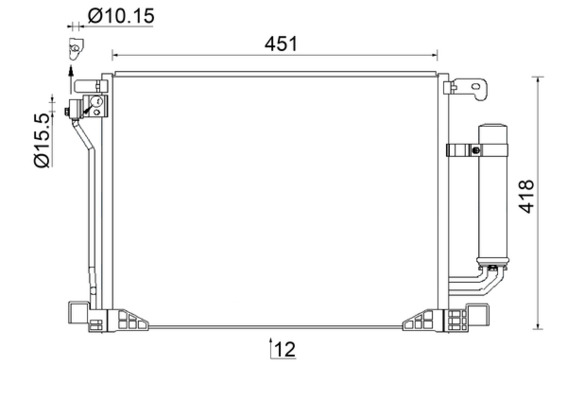 Condenser, air conditioning - AC 953 000S MAHLE