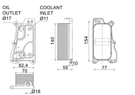 Oil Cooler, engine oil - CLC 235 000P MAHLE