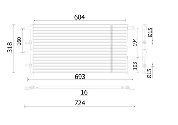 Condenser, air conditioning - AC 914 000S MAHLE