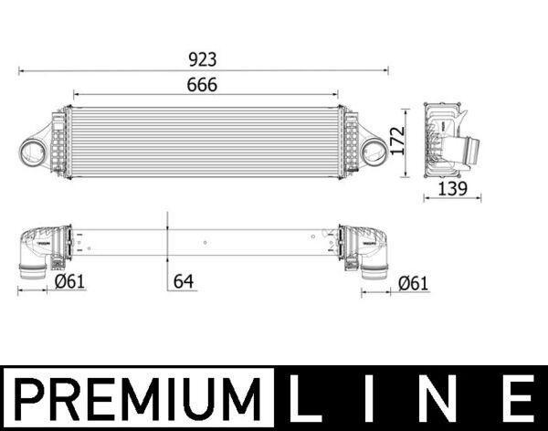 Intercooler, charger - CI 550 000P MAHLE