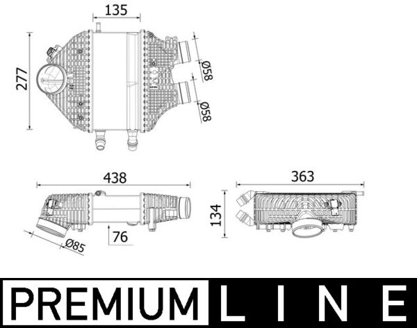 tarpinis suslėgto oro aušintuvas, kompresorius - CI 618 000P MAHLE