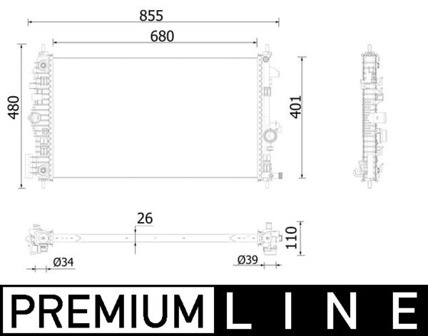 Radiator, engine cooling - CR 928 000P MAHLE