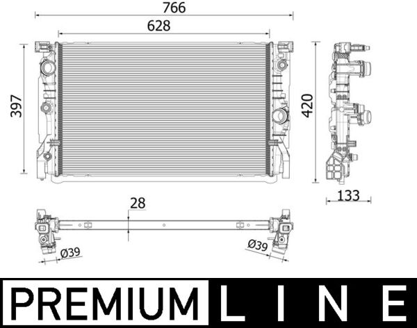 Radiator, engine cooling - CR 2223 000P MAHLE