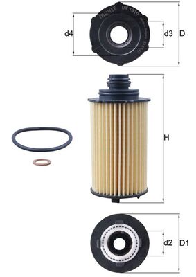 alyvos filtras - OX 1310D MAHLE