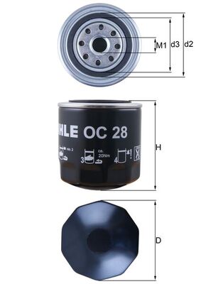 Oil Filter - OC 28 MAHLE