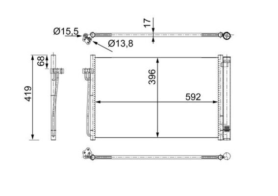 Condenser, air conditioning - AC 344 000S MAHLE