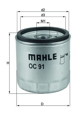 Filtro olio - OC 91D MAHLE