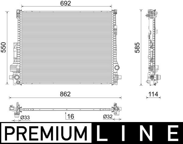 Radiator, engine cooling - CR 2607 000P MAHLE