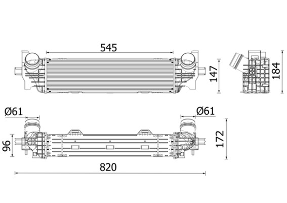 Intercooler, charger - CI 660 000P MAHLE