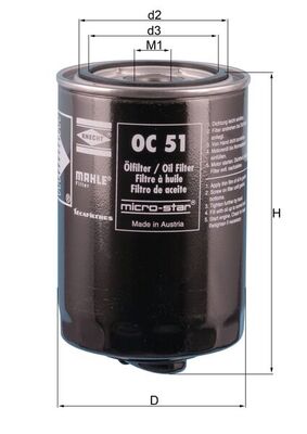 Filtro olio - OC 51 OF MAHLE
