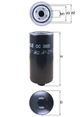Filtro olio - OC 382 MAHLE