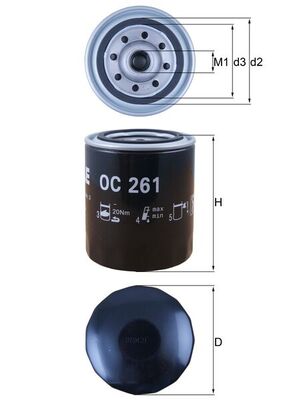 Filtro olio - OC 261 MAHLE