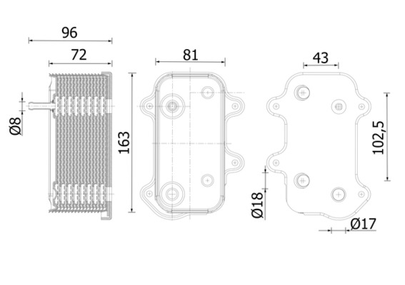 Oil Cooler, engine oil - CLC 282 000S MAHLE