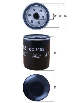 Oil Filter - OC 1182 MAHLE