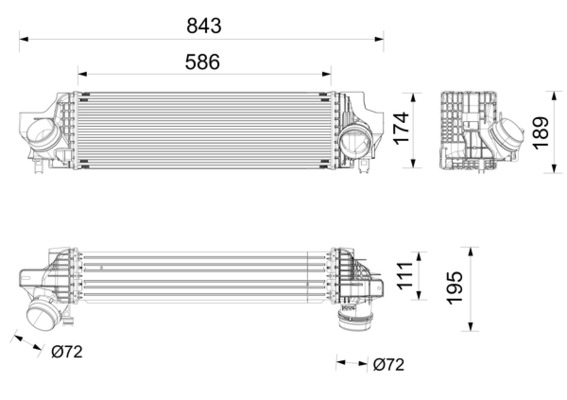 Intercooler, charger - CI 735 000P MAHLE