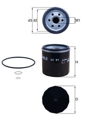 Oil Filter - OC 91D MAHLE